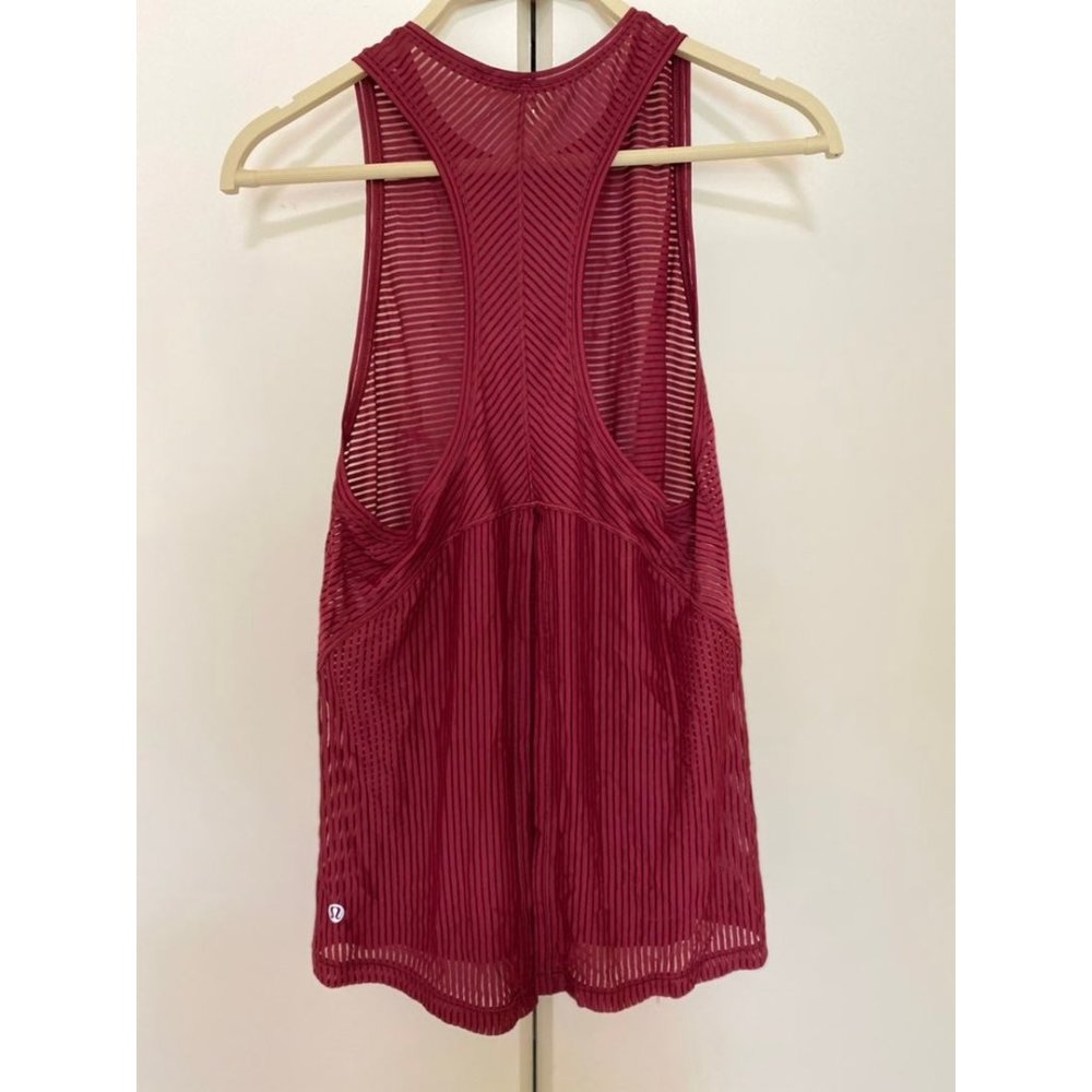 Lululemon mesh stripe maroon racerback tank